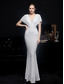 preiswerte Sekt-Meerjungfrauenschnitt Quinceanera-Kleider Elegant Kleid Formell Hochzeit Bodenlang Kurzarm V Ausschnitt Paillettenbesetzt mit Paillette 2025