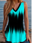 cheap Art&amp;Design Tank Top-Women&#039;s Tank Top Ombre Graphic Abstract Vintage Tropical Metallic Sleeveless V Neck Regular Tops Print White Yellow Red Royal Blue Blue Summer Spring