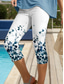 cheap Floral Print-Women&#039;s Leggings Capri Pants High Elasticity Vacation Vintage Fashion Calf-Length High Waist Graphic Leaf Printing Thermal Warm Breathable Soft Stretchy Formal Outdoor Vacation claret Earth