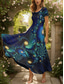 cheap Art&amp;Design Dress-Women&#039;s Maxi Dress Casual Dress A Line Dress Summer Dress Elegant Vacation Casual Regular Fit Graphic Abstract Short Sleeve Square Neck Red Blue Purple Green Summer Spring