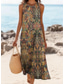 tanie Sukienki boho-Damskie Sukienka maxi Sukienka A line Sukienka z odkrytymi ramionami Urlop Codzienny Boho Wyjściowe Luźny / a Kwiaty Graficzny W Tureckie Wzory Bez rękawów Dekolt w kształcie litery U Brązowy