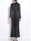 voordelige Vloerlengte-Jurkje Moeder van de Bruid Jurk Elegante Vintage Zwarte Jurk Hoge Hals Vloerlengte Geweven Lange Mouwen met Sequin