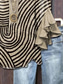 cheap Art&amp;Design Tops-Women&#039;s Blouse V Neck Graphic Leopard Striped Elegant Bohemia Ethnic 3/4 Length Sleeve Regular Tops Daily Holiday Vacation Wear Print Brown Khaki Summer Spring Fall