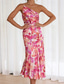 cheap Print Floral Dresses-Women&#039;s Midi Dress Floral Dress Print Dress Fashion Modern Outdoor Vacation Weekend Regular Fit Flower Sleeveless One Shoulder Yellow Blue Purple Orange Summer