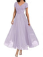 cheap Floor Length-A-Line Mother of the Bride Dress Elegant V Neck Floor Length Polyester Short Sleeve with Solid Color 2025