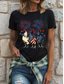 cheap Independence Day Top-Women&#039;s Patriotic  T Shirt Graphic Animal Flag Vintage Stylish Classic Short Sleeve Crew Neck Round Neck Regular Tops Daily Weekend Print Black White Pink Red Blue