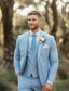 cheap Wedding Suits-Men&#039;s Wedding Suits Sky Blue Summer Formal Solid Colored Standard Fit 3 Piece Single Breasted One-button