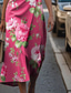 cheap Elegant Floral Dresses-Women&#039;s Midi Dress Prom Dress Floral Dress Summer Dress Elegant Fashion Outdoor Party Date Regular Fit Flower Sleeveless Crew Neck Pink Summer Spring