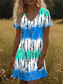 abordables Art &amp; Design Robes-Femmes Mini Robe Robe T-Shirt Robe d&#039;Été Robe d&#039;été Vacances Occasionnel Boho Quotidien Sortir Coupe régulière A Ombre Graphique Manche Courte Col en V Bleu Été