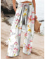 cheap Wide Leg &amp; High Waisted-Women&#039;s Wide Leg Chinos Baggy Pants Vacation Fashion Hawaiian Full Length High Waist Floral Graphic Drawstring Printing Soft Breathable Micro-elastic Vacation Street Causal Violet off-white Deep Blue