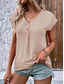 cheap Plain tee-Women&#039;s Blouse Solid Color Stylish Casual Short Sleeve V Neck Regular Tops Daily Buttons White Pink Orange Khaki Summer
