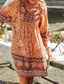 ieftine Rochii Boho-Pentru femei Rochie Mini Rochie florala Rochie Boho Rochie imprimata Clasic Modern În aer liber Vacanță Concediu Fit regulat Floare Manșon Lung În V Galben Roz Îmbujorat Bleumarin Albastru piscină