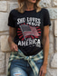 ieftine Ziua Independenței Top-Tricou Patriotic pentru Femei Grafic Drapel Litere Vintage Elegant Clasic Mâneci Scurte Gât Rotund Croială Normală Îmbrăcăminte de Zi Weekend Print Negru Alb Roz Roșu Albastru