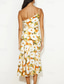 cheap Print Floral Dresses-Women&#039;s Midi Dress Floral Dress Print Dress Fashion Modern Outdoor Vacation Weekend Regular Fit Flower Sleeveless One Shoulder Yellow Blue Purple Orange Summer
