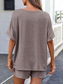 preiswerte Kurze Sets für Damen-Damen 2-teiliges Mode Streetwear tägliche Shorts-Sets kurzärmlig Rundhalsausschnitt einfarbig lässig schwarz blau khaki Sommer reguläre Passform