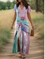 ieftine Rochii boho-Pentru femei Rochie Maxi Rochie de Vară Rochie A line Rochie de vară Vacanță Casual Zilnic Fit regulat Grafic libelulă Manșon scurt În V Roz Îmbujorat Albastru piscină Portocaliu Trifoi Vară