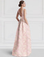 cheap Cocktail Dresses-Jacquard A-Line Cocktail Dresses Elegant Dress Formal Wedding Asymmetrical Sleeveless Crew Neck Nylon with Floral Print Pocket Wedding Guest Dress 2025