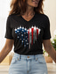 cheap Independence Day Top-Women&#039;s Patriotic  T Shirt Heart Graphic Star Vintage Stylish Classic Short Sleeve V Neck Regular Tops Daily Weekend Print Black White Pink Red Blue Summer Spring