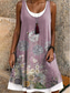ieftine Rochii de soare-Pentru femei Rochie Mini Rochii Tricou Rochie de Vară Rochie A line Vacanță Casual Boho Potrivire Largă Floral Grafic Fără manșon În U Scoateți gâtul Mov Deschis Vară Primăvară