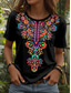 cheap Boho tee-Women&#039;s T Shirt Floral Graphic Plants Vintage Stylish Classic Short Sleeve Crew Neck Regular Tops Daily Weekend Print Black White Summer
