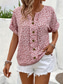 billige Blomstrete topper-Dame Bluse Blomstret Stilfull Fritid Kortermet Crew-hals Vanlige topper Daglig Knapper Trykt mønster Rosa Navyblå Oransje Sommer
