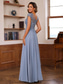 cheap Floor Length-Blue Red A-Line Mother of the Bride Dress Elegant Luxurious Boat Neck Floor Length Chiffon Lace Short Sleeve with Tier Cascading Ruffles 2025