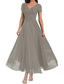 cheap Floor Length-A-Line Mother of the Bride Dress Elegant V Neck Floor Length Polyester Short Sleeve with Solid Color 2025