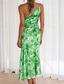 cheap Print Floral Dresses-Women&#039;s Midi Dress Floral Dress Print Dress Fashion Modern Outdoor Vacation Weekend Regular Fit Flower Sleeveless One Shoulder Yellow Blue Purple Orange Summer