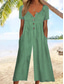 cheap Vacation Jumpsuit-Women&#039;s Normal Jumpsuit Active Floral Short Sleeve Wide Leg Round Neck Pocket Print Vacation Daily Regular Fit White Army Green Blue Summer