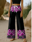 cheap Wide Leg &amp; High Waisted-Women&#039;s Wide Leg Chinos Baggy Pants Vacation Vintage Ethnic Style Full Length High Waist Graphic Geometric Printing Thermal Warm Breathable Soft Micro-elastic Vacation Casual Daily Violet Robin&#039;s Egg