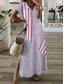 abordables Vestidos a Rayas y Geométricos-Mujer Vestido maxi Vestido de una línea Vestido de verano Vacaciones Casual Diario Ajuste regular Graphic A Rayas Manga Corta Escote en Pico Rosa Azul Piscina Gris Verano