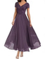 cheap Floor Length-A-Line Mother of the Bride Dress Elegant V Neck Floor Length Polyester Short Sleeve with Solid Color 2025