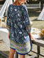 ieftine Rochii Boho-Pentru femei Rochie Mini Rochie florala Rochie Boho Rochie imprimata Clasic Modern În aer liber Vacanță Concediu Fit regulat Floare Manșon Lung În V Galben Roz Îmbujorat Bleumarin Albastru piscină