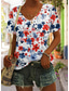 cheap Independence Day Top-Women&#039;s Patriotic  T Shirt Flag American Flag National Flag Casual Red White And Blue Short Sleeve Round Neck Regular Tops Daily Print Blue Summer