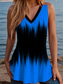 cheap Art&amp;Design Tank Top-Women&#039;s Tank Top Ombre Graphic Abstract Vintage Tropical Metallic Sleeveless V Neck Regular Tops Print White Yellow Red Royal Blue Blue Summer Spring