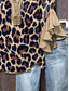 cheap Art&amp;Design Tops-Women&#039;s Blouse V Neck Graphic Leopard Striped Elegant Bohemia Ethnic 3/4 Length Sleeve Regular Tops Daily Holiday Vacation Wear Print Brown Khaki Summer Spring Fall