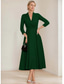 cheap Floor Length-A-Line Blazer Dress Mother of the Bride Dress Tuxedo Dress Stretch Crepe Elegant Simple Lapel Neckline Tea Length Satin 3/4 Length Sleeve with Solid Color
