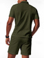 abordables Polo Classique pour Hommes-Homme Polo Polo quart de zip Extérieur Tenue quotidienne Revers Manche Courte Mode Hawaïen Uni 2 pièces Été Coupe régulière Noir Blanche Bleu Roi Vert Kaki Gris Polo