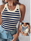 preiswerte Streifen- und geometrisches Tanktop-Damen Camisole-Tanktop Gestreift Täglich Stilvoll Lässig Ärmellos Rundhalsausschnitt Normale Oberteile Täglich Druck Schwarz Weiß Blau Grün Sommer