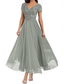 cheap Floor Length-A-Line Mother of the Bride Dress Elegant V Neck Floor Length Polyester Short Sleeve with Solid Color 2025