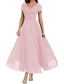 cheap Floor Length-A-Line Mother of the Bride Dress Elegant V Neck Floor Length Polyester Short Sleeve with Solid Color 2025