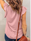 cheap Plain tee-Women&#039;s T Shirt Plain Fashion Modern Casual Short Sleeve V Neck Regular Tops Daily Weekend Ruffle White Pink Green Light Blue Summer