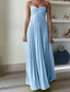 voordelige Eenvoudige jurk-Dames Lange jurk maxi-jurk Casual jurk Swingjurk Modieus Buiten Feest Avond Feest Normale pasvorm Effen Mouwloos Strapless Geel Blozend Roze blauw Zomer