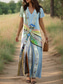 ieftine Rochii boho-Pentru femei Rochie Maxi Rochie de Vară Rochie A line Rochie de vară Vacanță Casual Zilnic Fit regulat Grafic libelulă Manșon scurt În V Roz Îmbujorat Albastru piscină Portocaliu Trifoi Vară