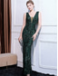 cheap GREEN-Mermaid / Trumpet Quinceanera Dresses Elegant Dress Formal Wedding Floor Length Sleeveless Crew Neck Sequined with Sequin 2025