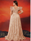 cheap CHAMPAGNE-A-Line Plus Size Dresses Elegant Curve Dress Formal Wedding Floor Length Sleeveless V Neck Lace with Sequin