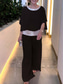 billige Blusedresser for kvinner-Dame 2-delt mote streetwear daglig bukse sett 3/4 lengde erme crew neck ensfarget paljetter lappverk casual daglig svart hvit rosa sommer vanlig passform