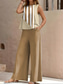 economico Set da due pezzi-Set di pantaloni da vacanza per donne in 2 pezzi senza maniche girocollo grafica a righe casual blu verde khaki estate vestibilità ampia