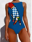 cheap One-piece swimsuits-Women&#039;s Swimsuits One Piece Monokini Swimsuit Backless Tummy Control High Waist Slim Vacation Beach Wear Graphic Animal Round Neck Sleeveless Bathing Suits