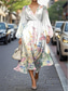cheap Casual Floral Dresses-Women&#039;s Midi Dress Casual Dress Elegant Fashion Outdoor Daily Holiday Regular Fit Graphic Short Sleeve V Neck Black White Yellow Red Summer
